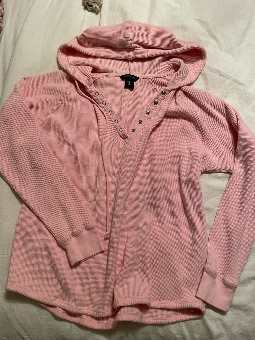 Moda International Light Pink Hooded Waffle Top